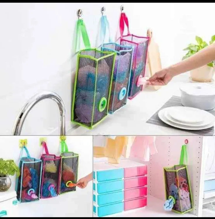 Plastic Shopping Bag Storage Basket Kitchen Accessories Reusable Grocery Potatoes Garbage Bag Holder