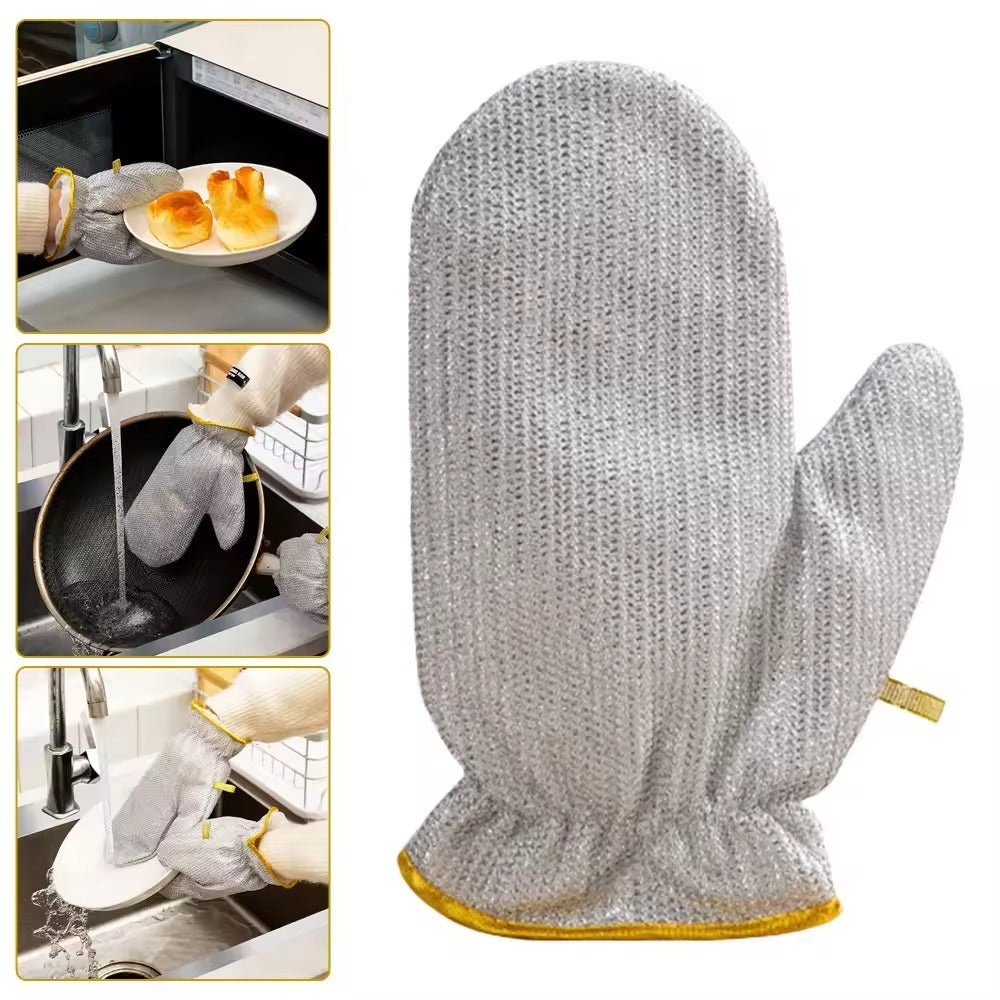 Heavy-Duty Wire Scrubber Dishwashing Mitts – Heat Resistant Steel Wire Cleaning Gloves for Pots, Pans, Grills, and Kitchen Tasks